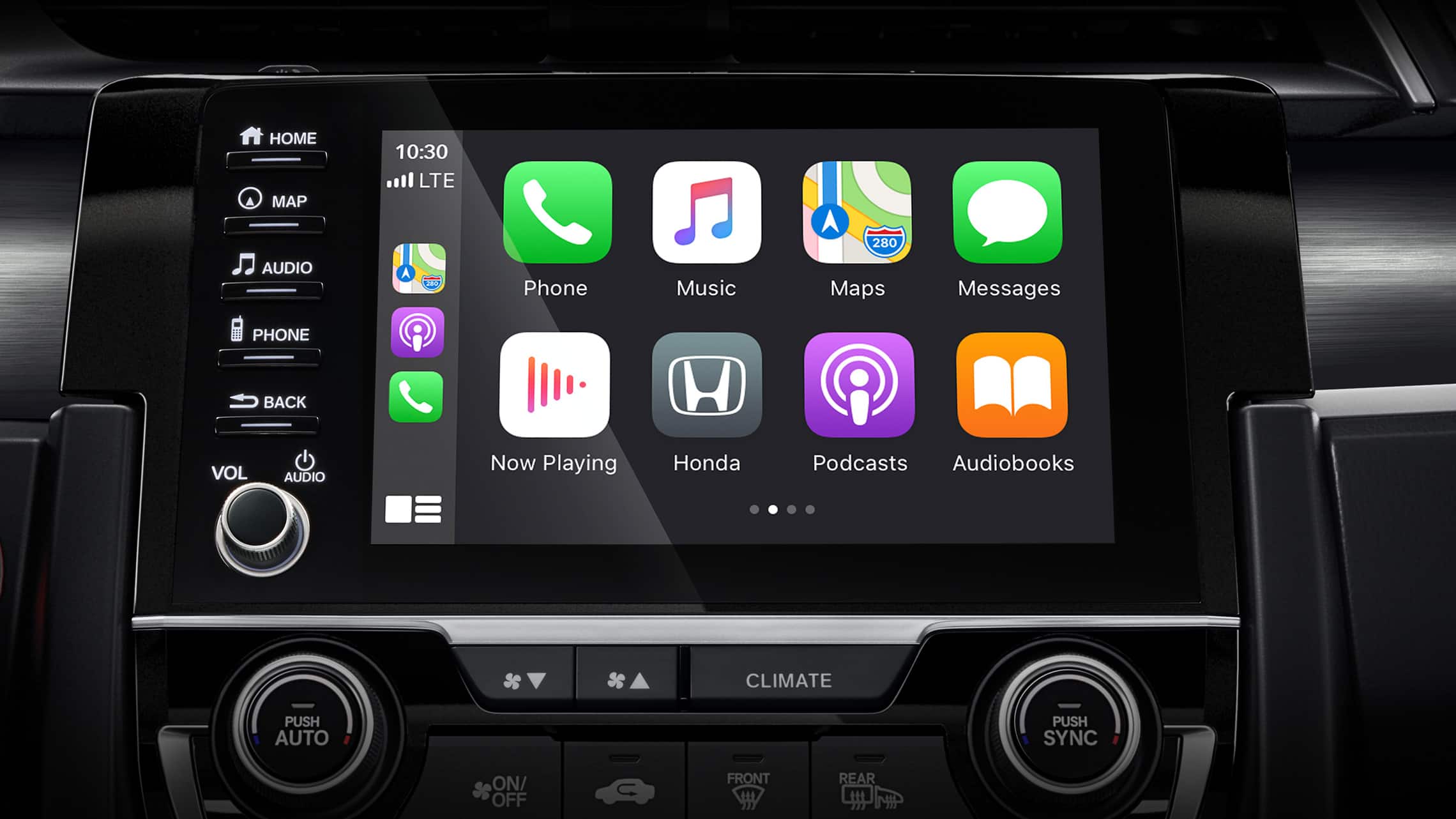 Apple CarPlay® screen detail on Display Audio touch-screen in the 2021 Honda Civic Sport Touring Hatchback.